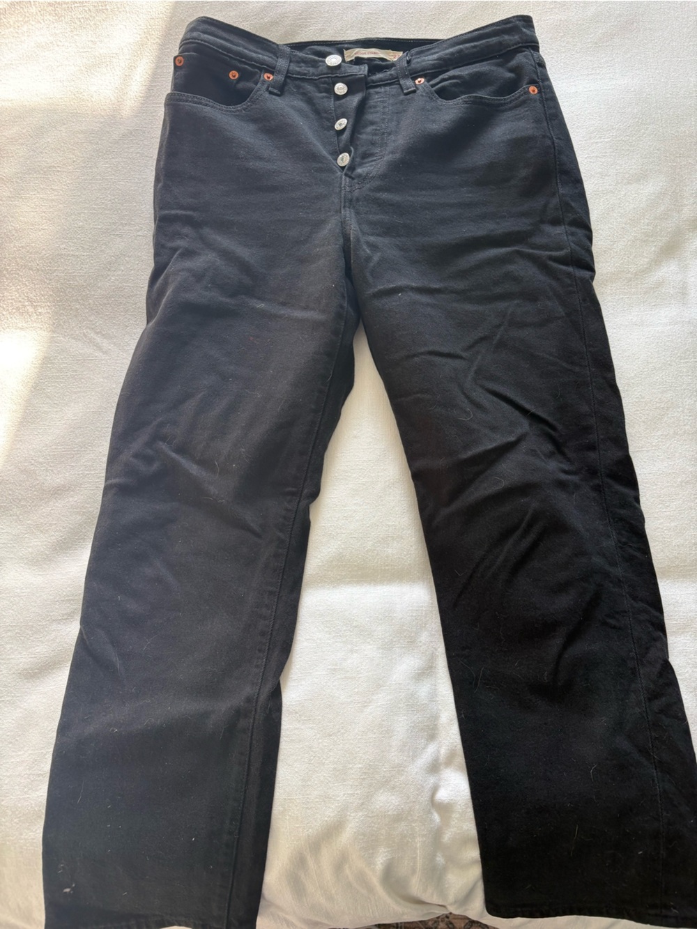 Levi's Black Women's Wedgie Straight Button-Fly Pants